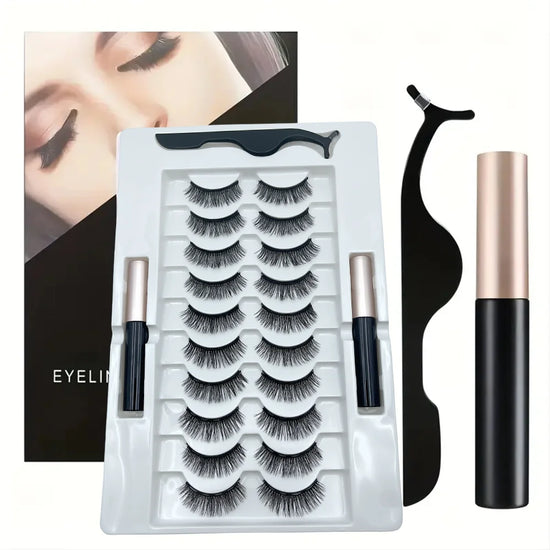 Magnetic Lashes & Magnetic Eyeliner Kit, Lash Extension No Glue Needed，There are two magnetic eyeliner and tweezers