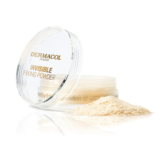 Dermacol - Invisible Fixing Face Powder Touch-proof Translucent Setting Powder for Oily Skin & Other Skin Types Loose Powder Makeup Frangrance-Free Matte Powder with Powder Puff Light 13.5 g